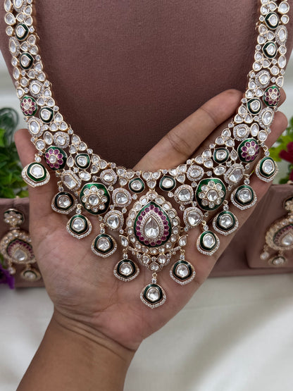 Vaidehi Moissanite Long Necklace Set