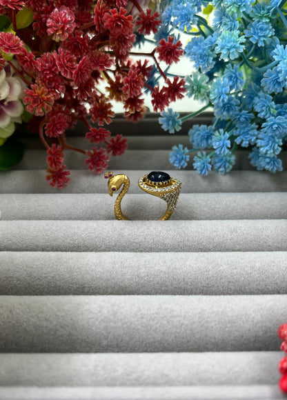 The Royal Peackok Adjustable Kundan Finger Ring.