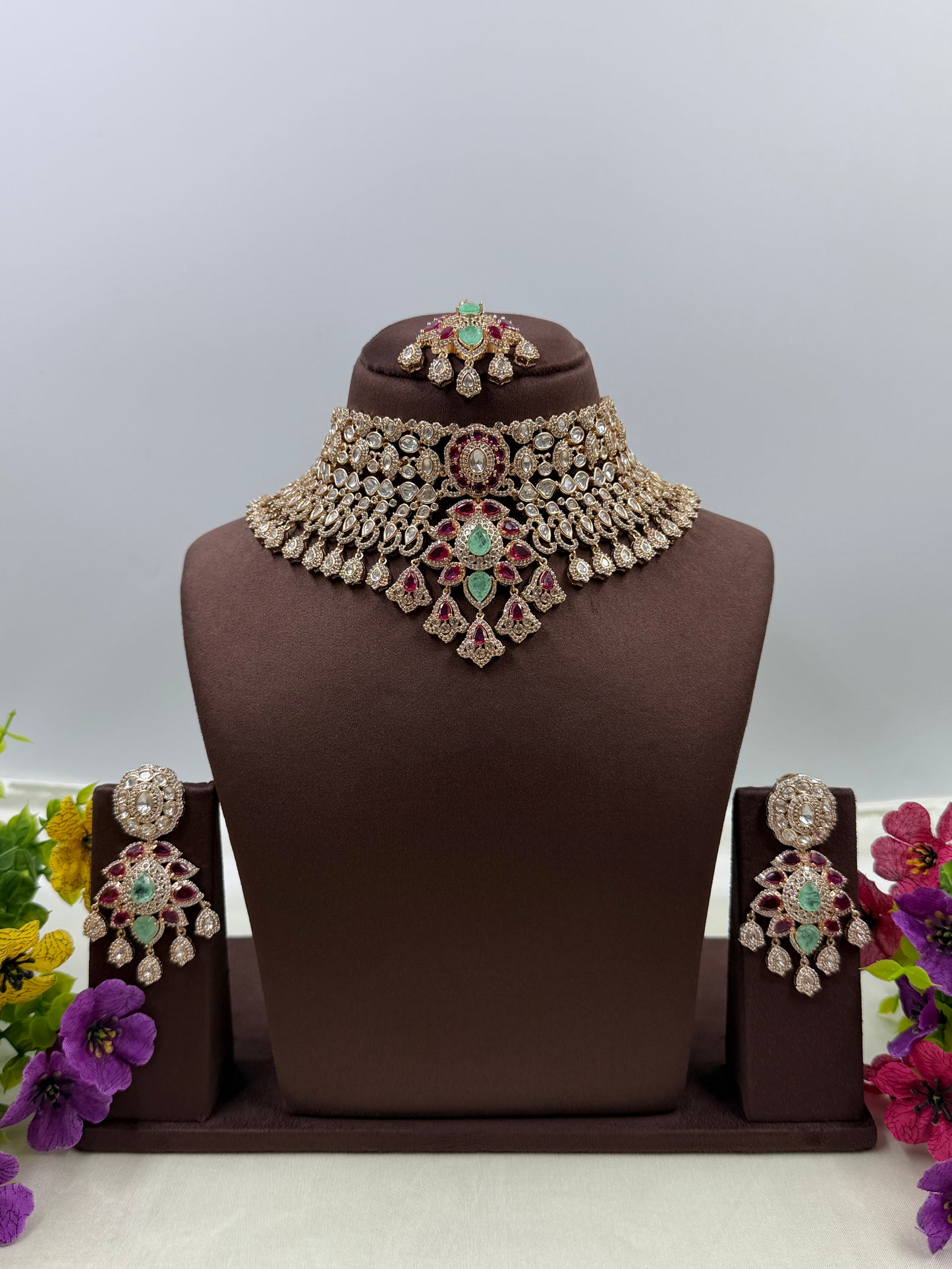 Hina Moissanite Kundan Choker Necklace Set