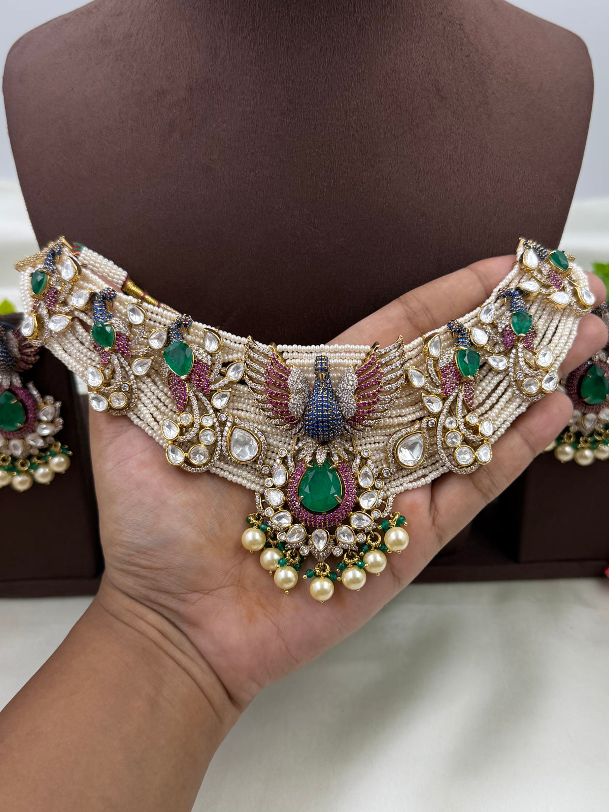 Maharani Green Kundan Choker Set