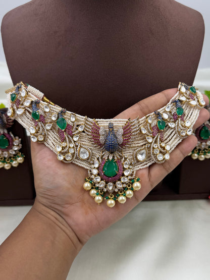 Maharani Green Kundan Choker Set