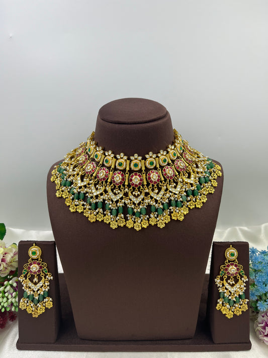 Krishi Premium Pachi Kundan Necklace