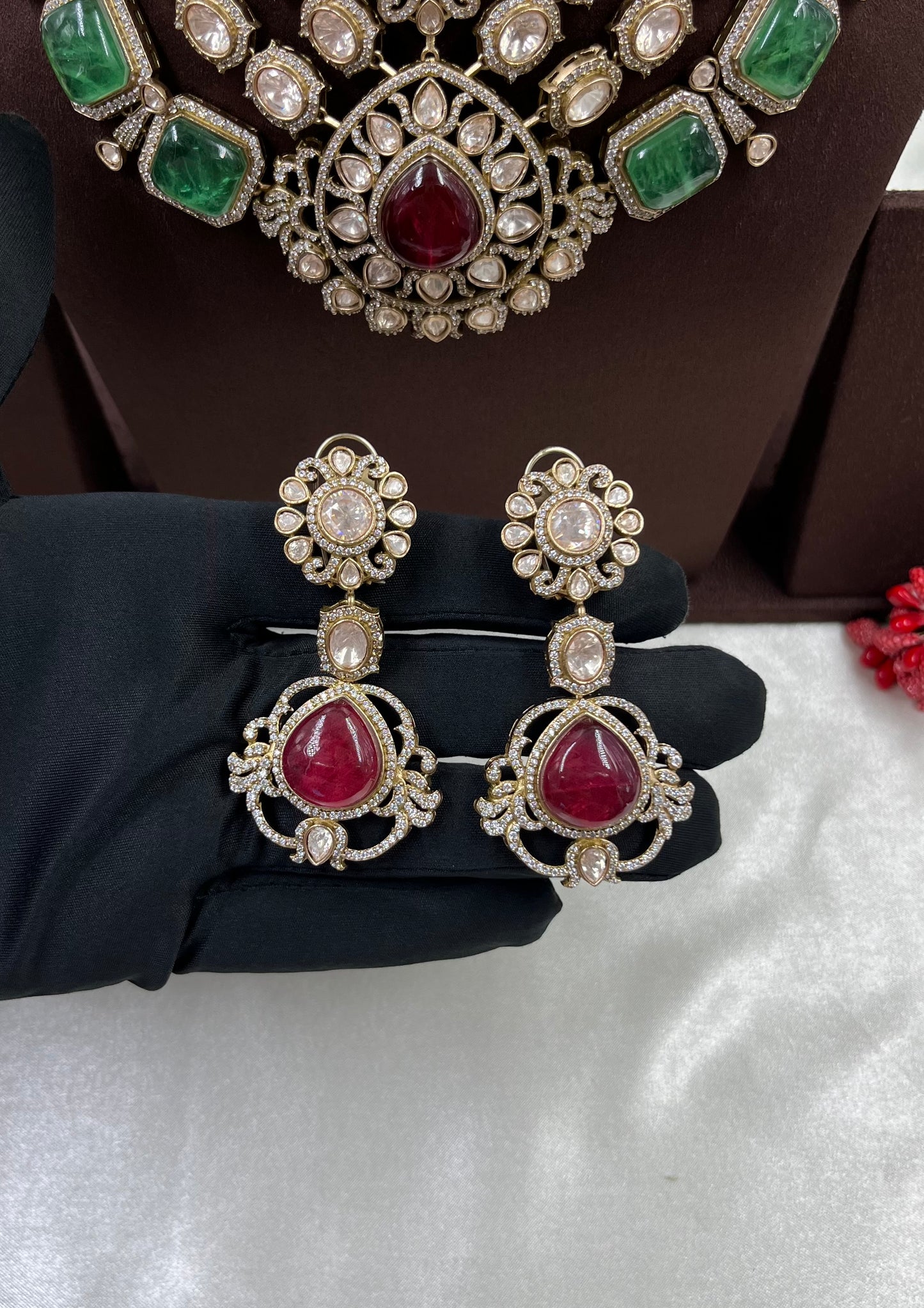 Noor Mahal Jaipuri Moissanite Kundan Choker Necklace