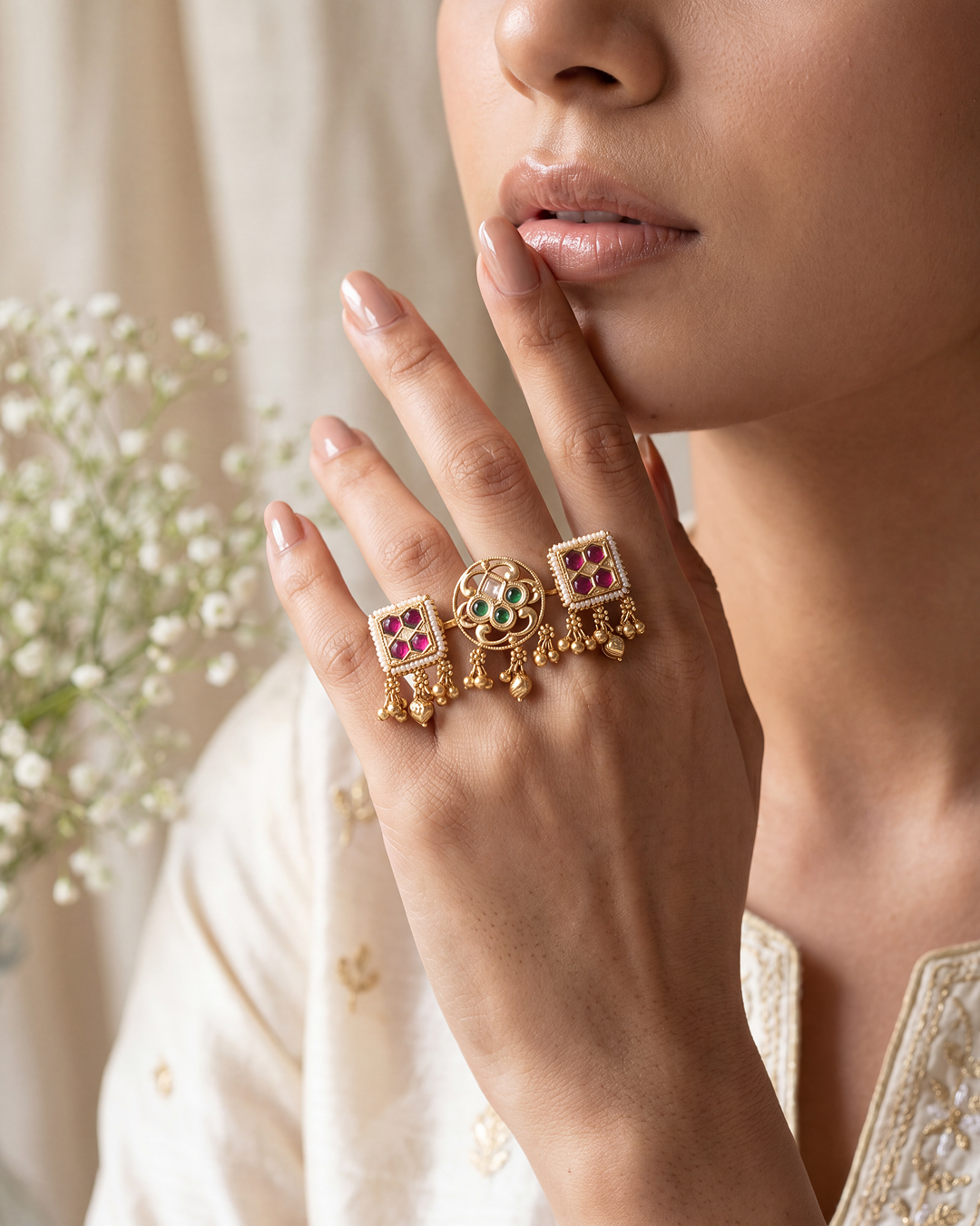 Sneha Heritage Ring (Adjustable)