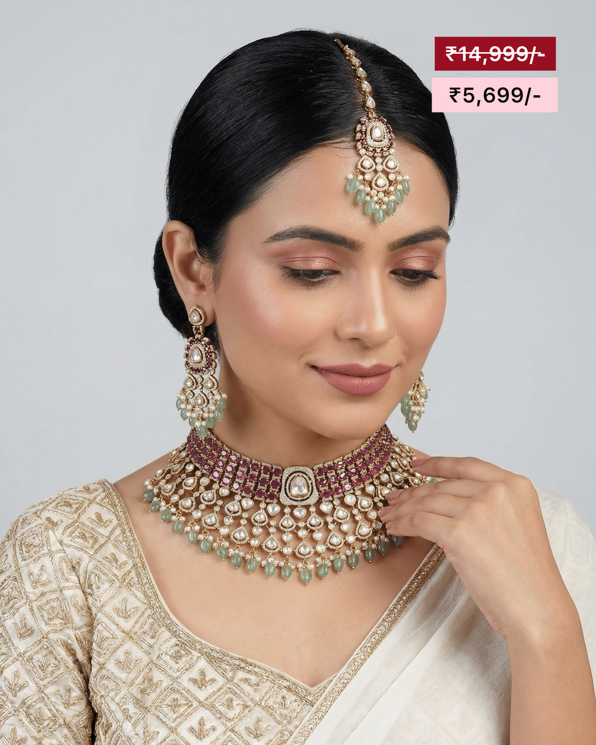 Ruby Reina Moissanite Kundan Necklace
