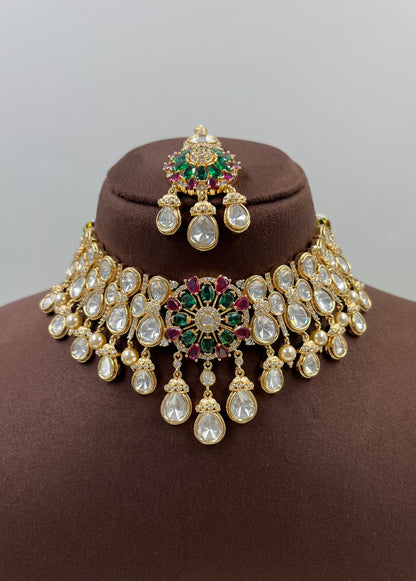Chitra Moissanite Kundan Choker Necklace