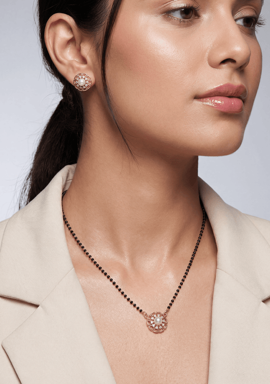 Pearl Rose Gold Mangalsutra With Tops