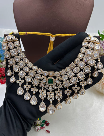Veena Moissanite Semi Bridal Necklace