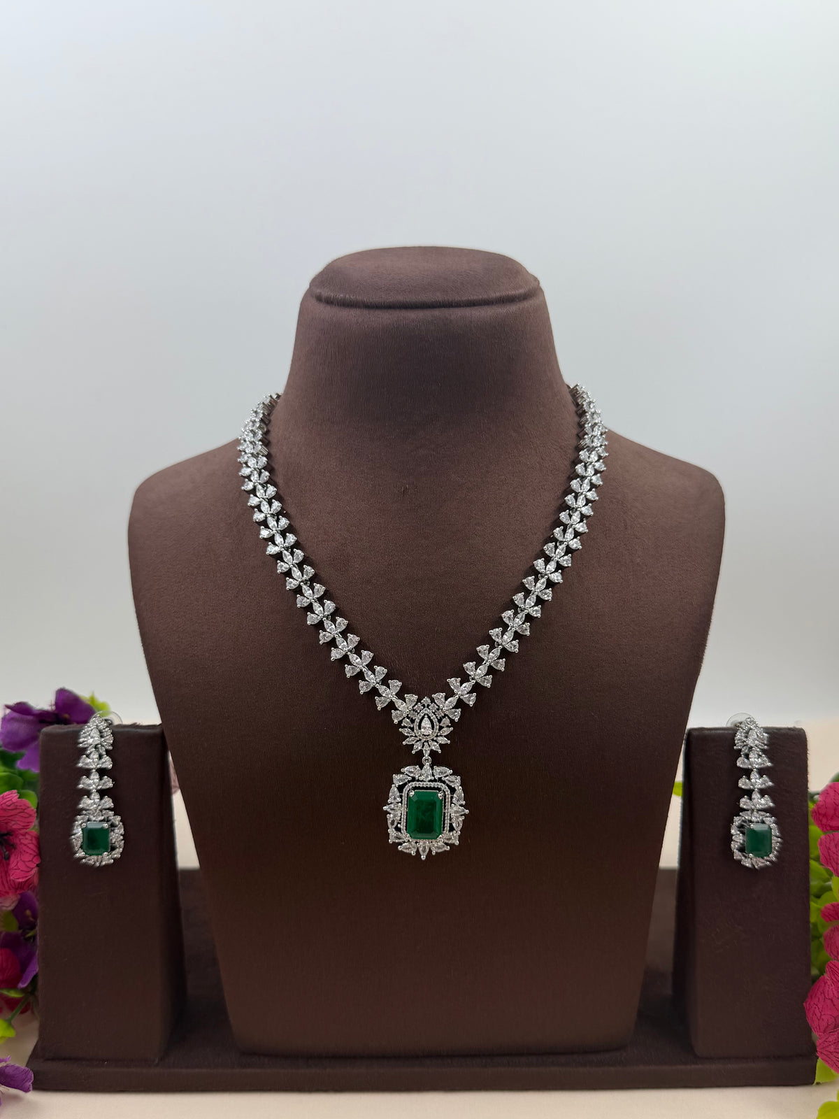 Elena American Diamond Delicate Necklace Set