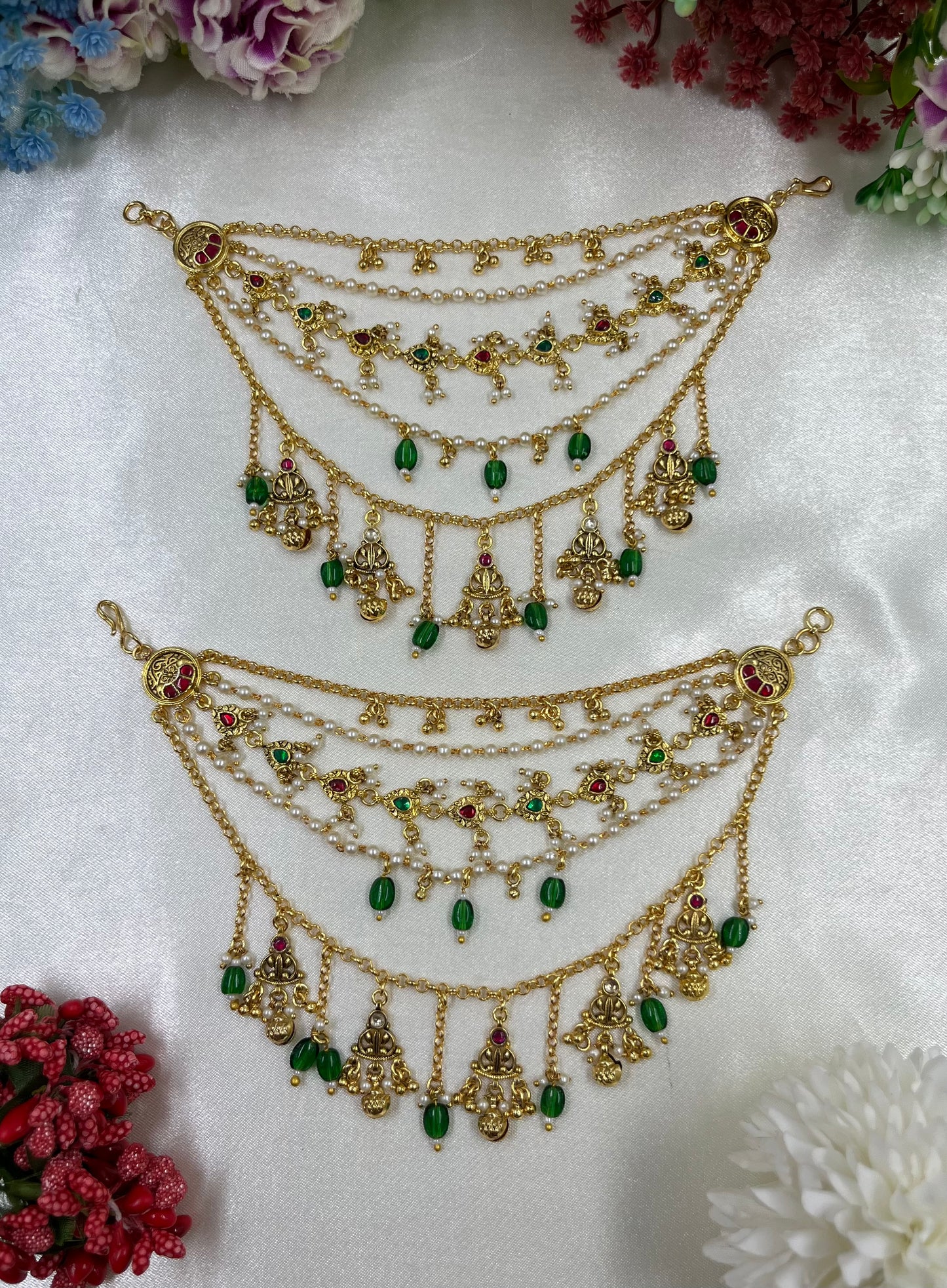 Poonam Pachi kundan Ear Chain