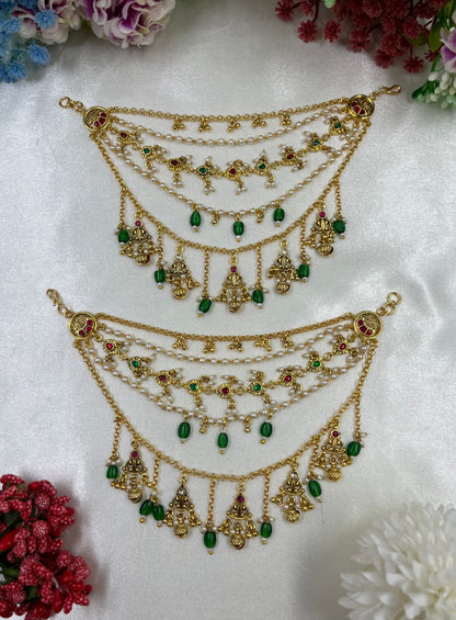 Poonam Pachi kundan Ear Chain