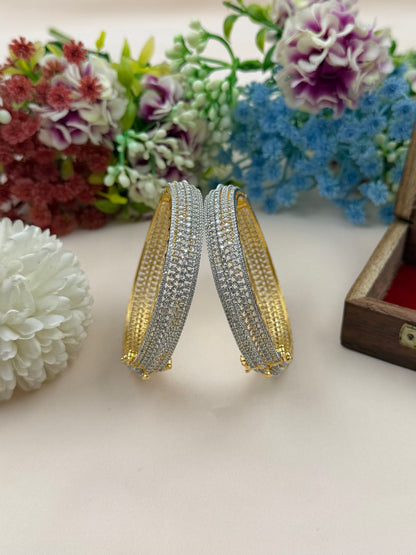 Nora American Diamond Two Tone Bangles (Openable)