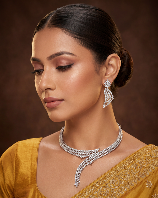 Nilam American Diamond Hasli Necklace