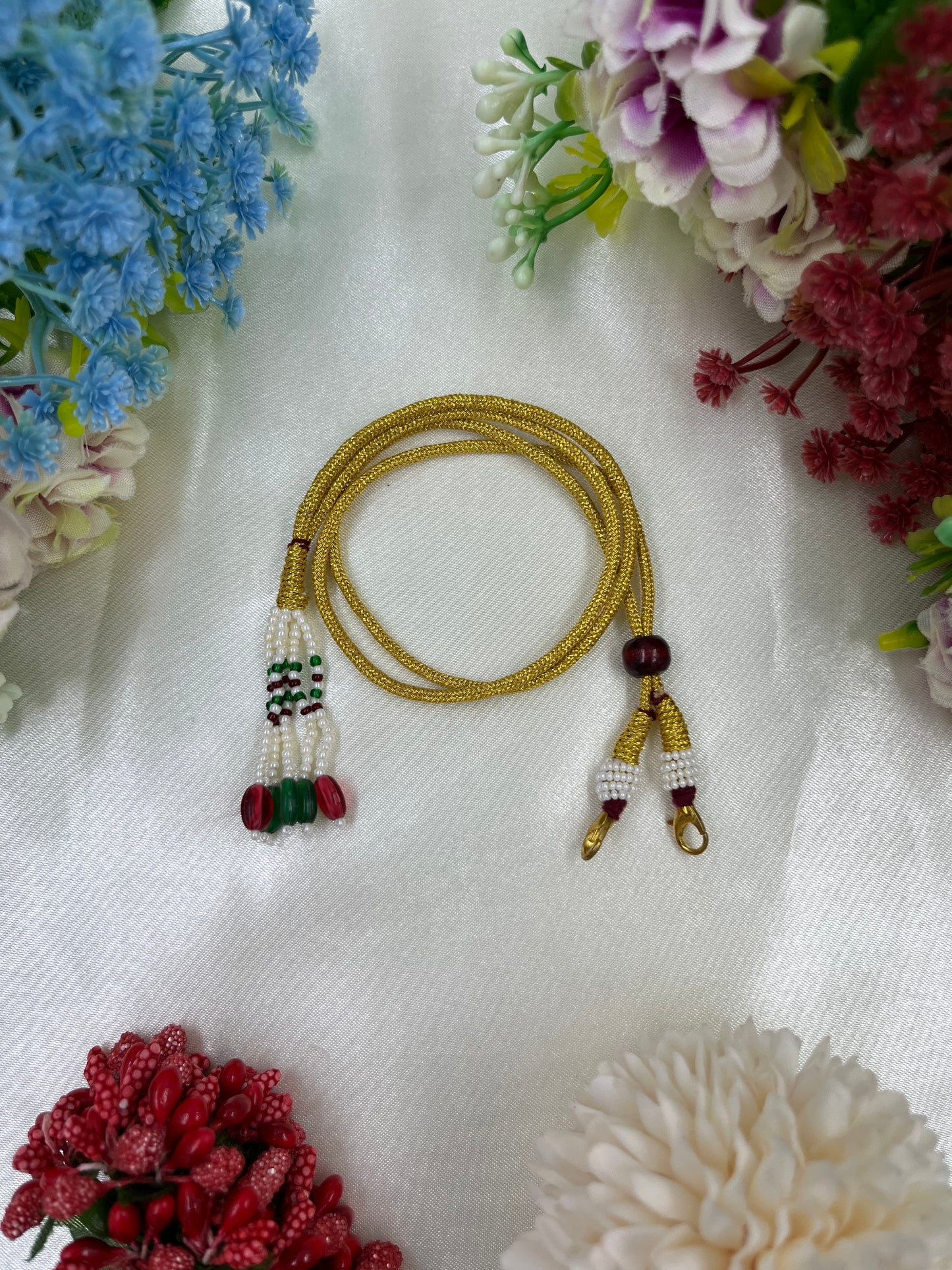 Golden Single Moti Necklace Dori