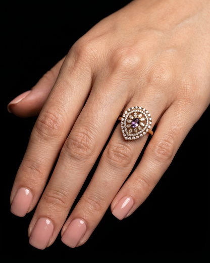 Lily Sparkle Victorian Ad Ring (Adjustable)