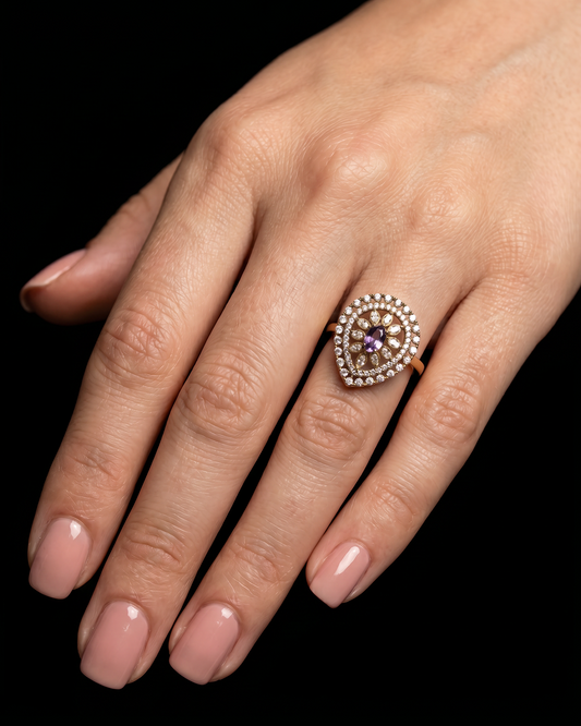 Lily Sparkle Victorian Ad Ring (Adjustable)