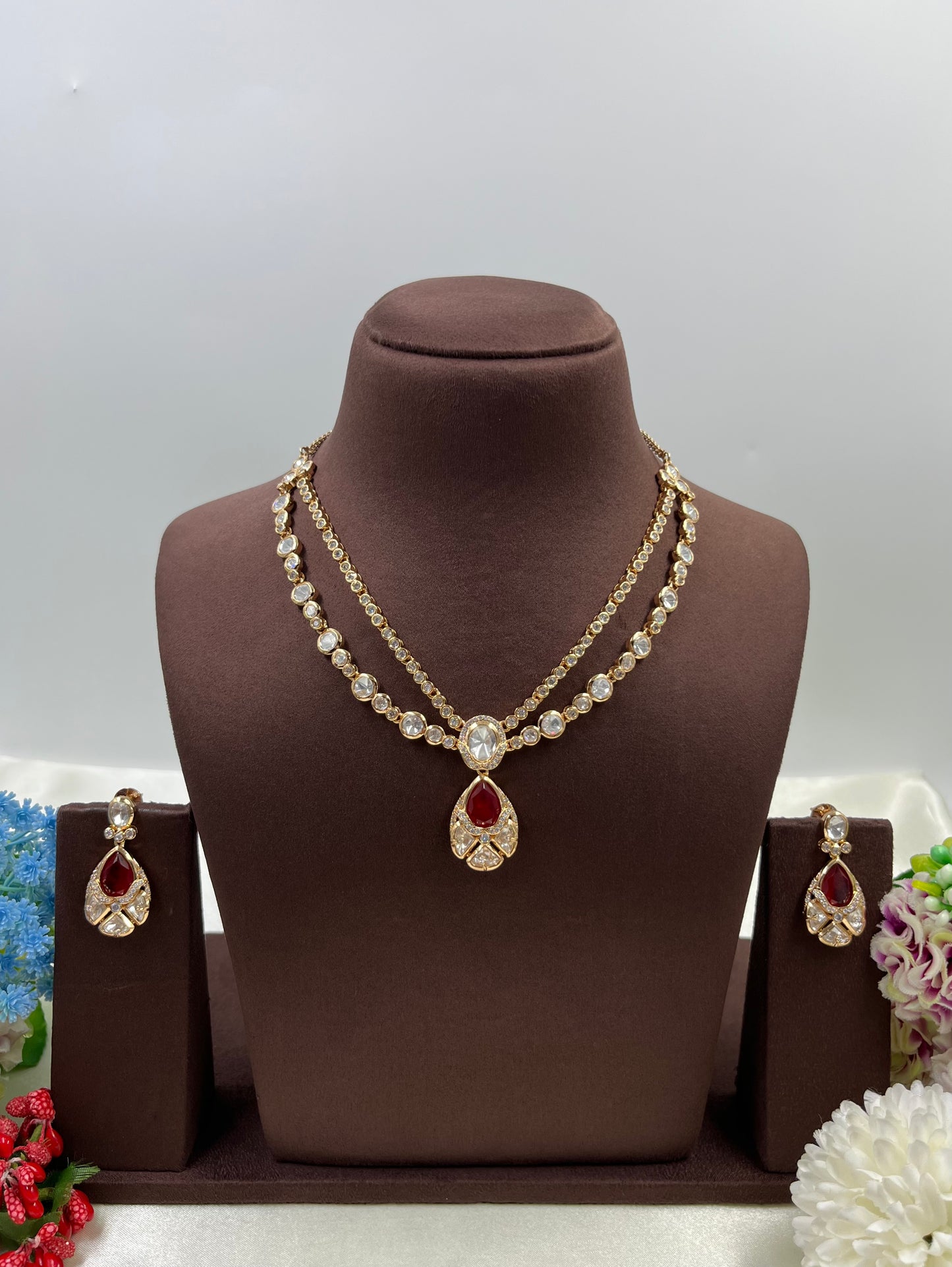 Madhuri Double layering Moissanite Delicate Necklace