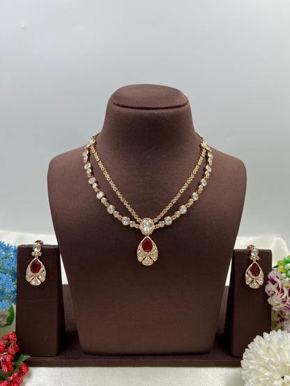 Madhuri Double layering Moissanite Delicate Necklace