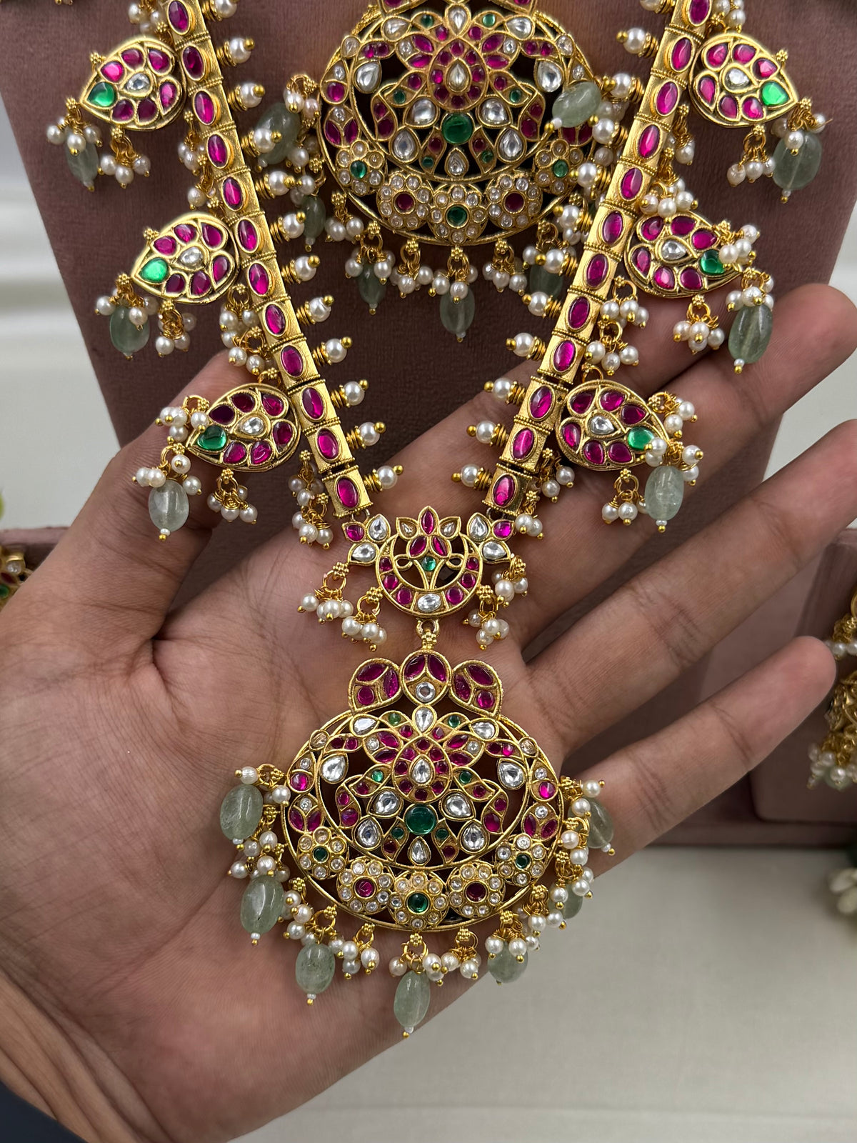 Padmavati Pachi Kundan Combo Necklace Set