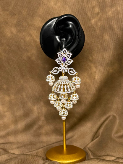 Wendy American Diamond Two Tone Earring