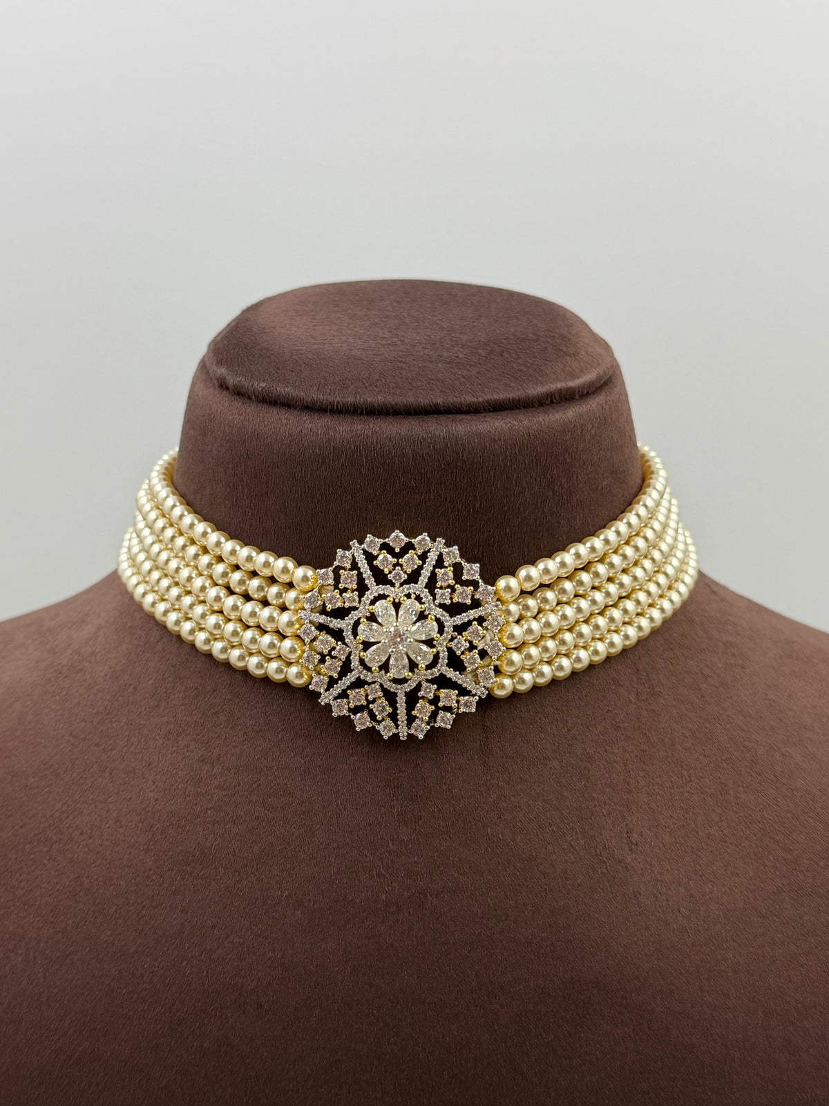 Jenny American Diamond Pearl Choker Set