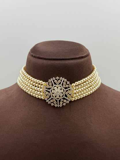 Jenny American Diamond Pearl Choker Set