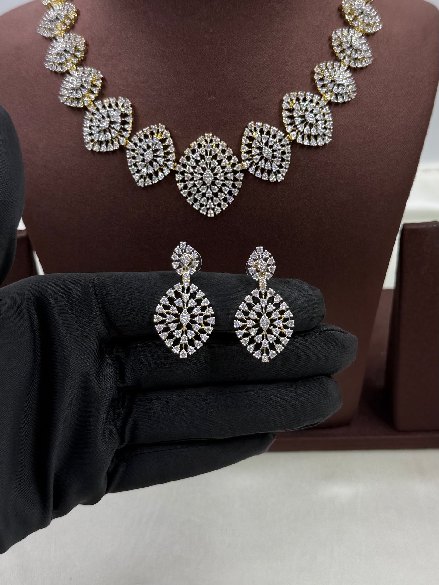 Esha Tow Tone American Diamond Necklace
