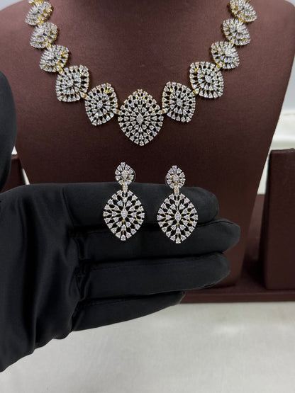Esha Tow Tone American Diamond Necklace