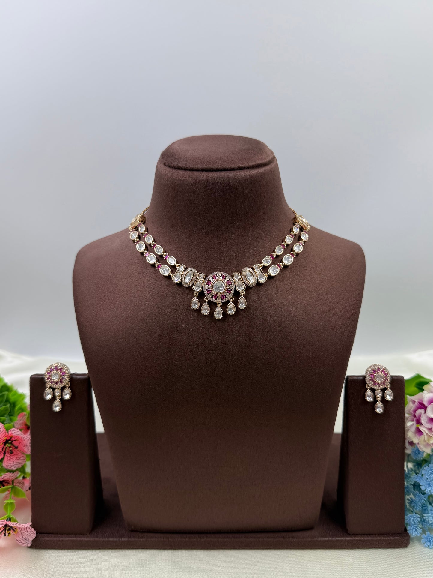 Diya Moissanite Delicate Necklace Set