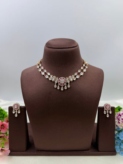 Diya Moissanite Delicate Necklace Set