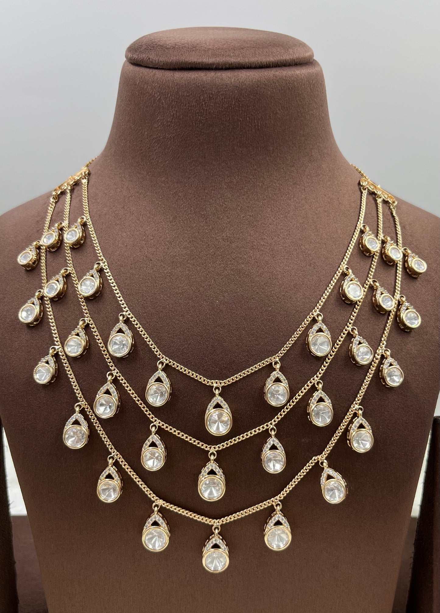 Three Layer Drops Moissanite Chain Pendant