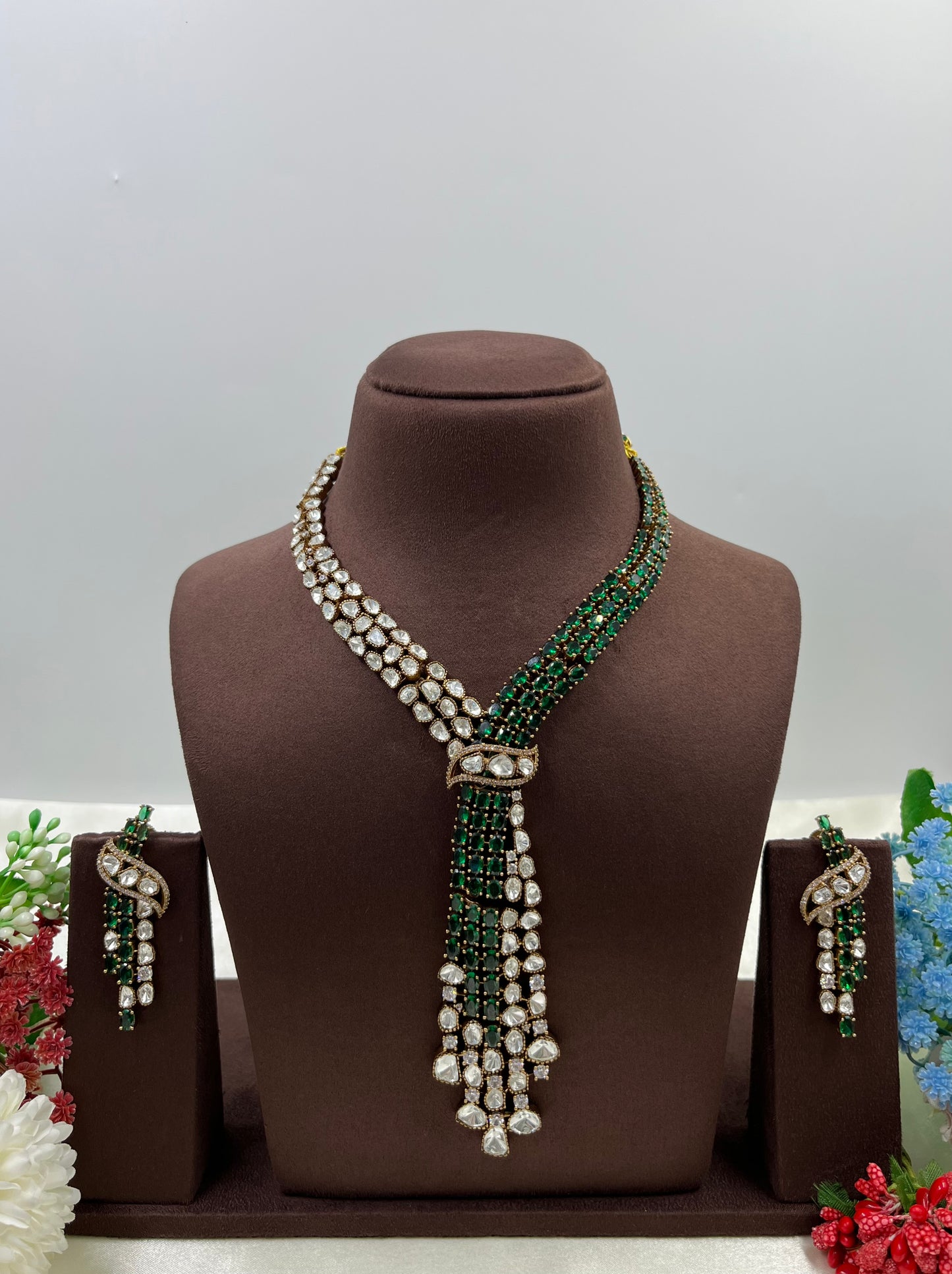Rukmini Jaipuri Moissanite Kundan Necklace