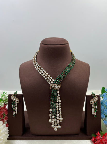 Rukmini Jaipuri Moissanite Kundan Necklace