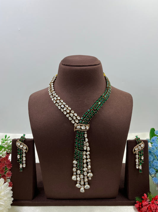 Rukmini Jaipuri Moissanite Kundan Necklace