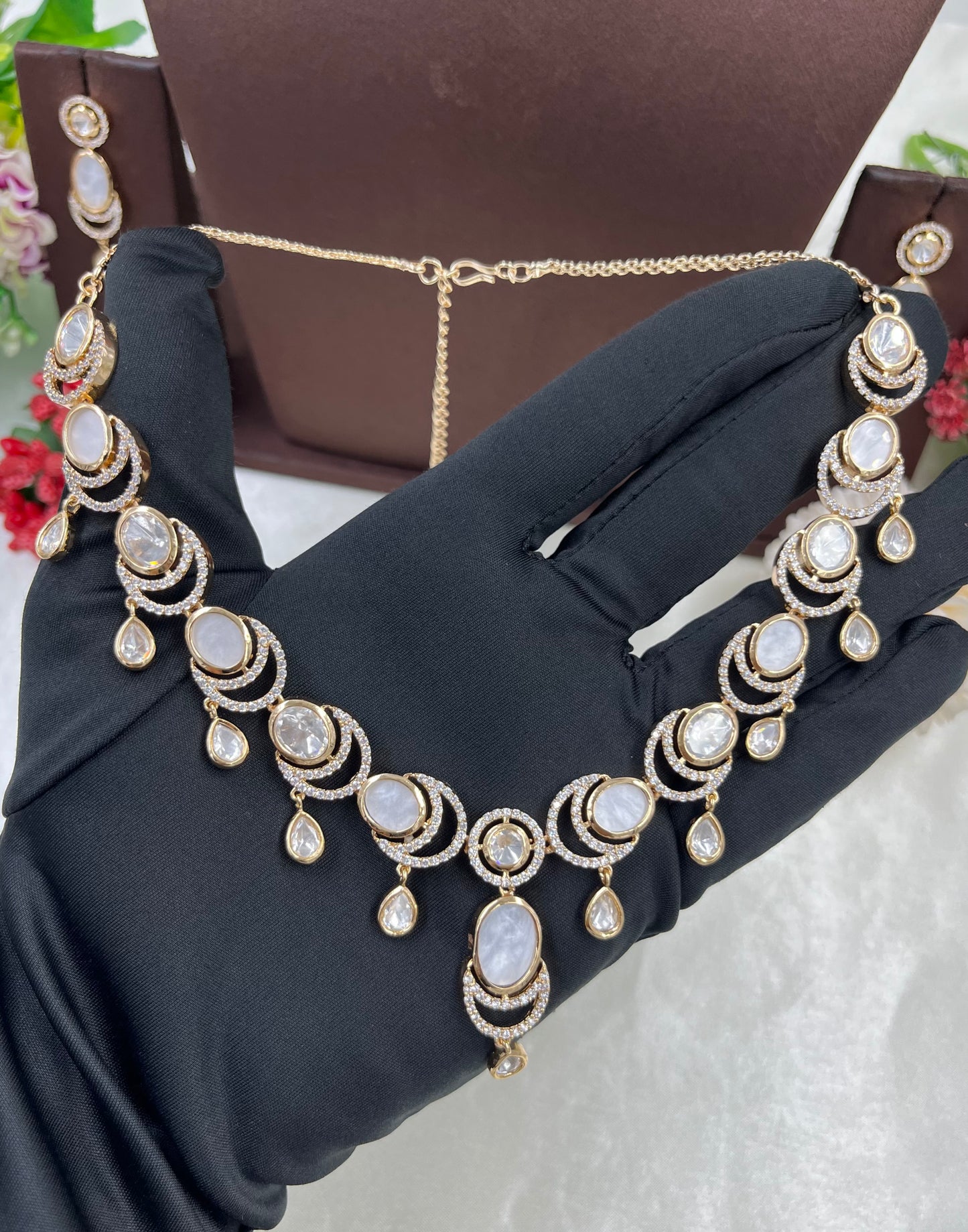 Kaushalya Premium Moissanite Kundan Necklace