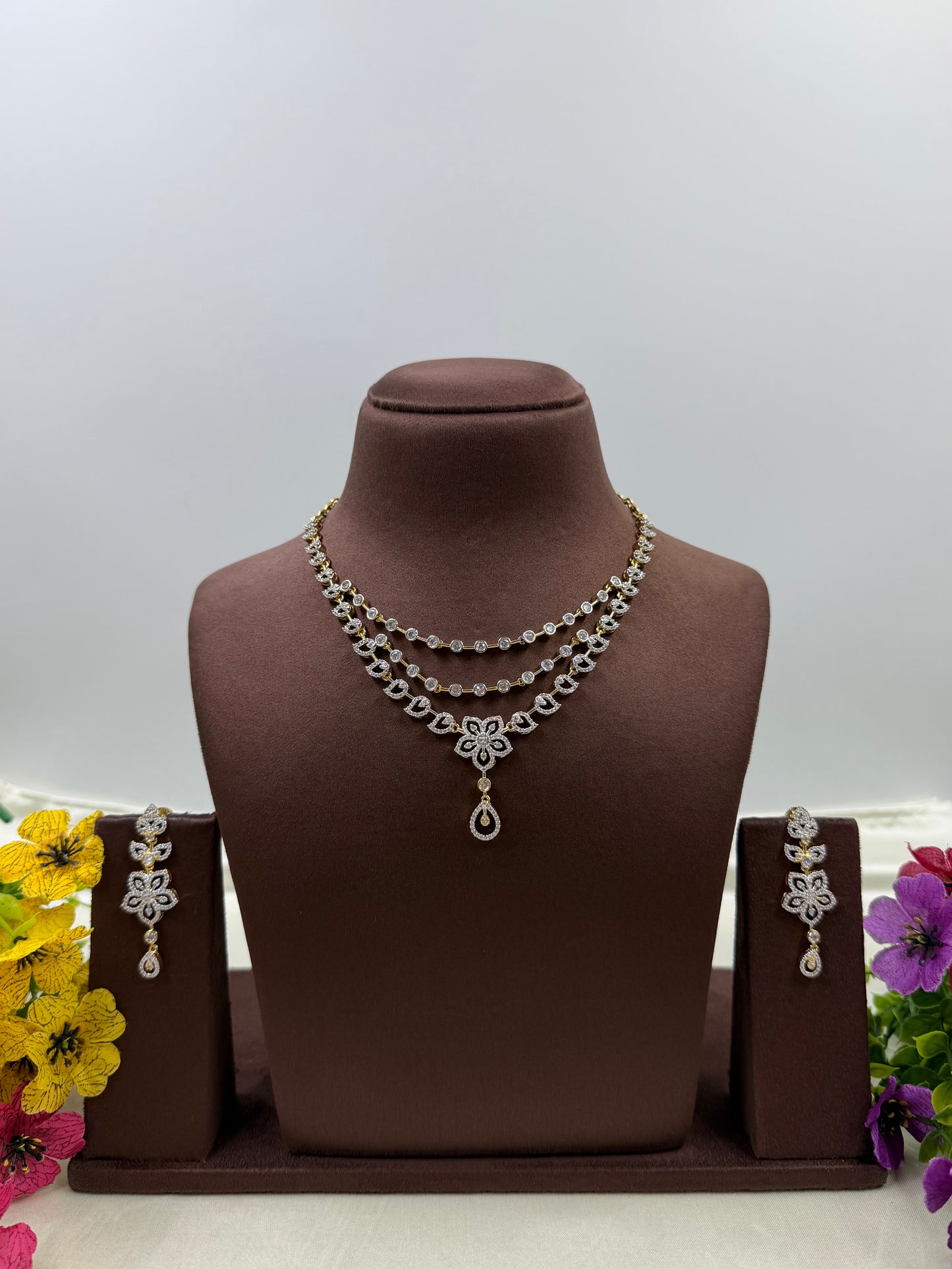 Aarohi Two-Tone Three Layer Necklace