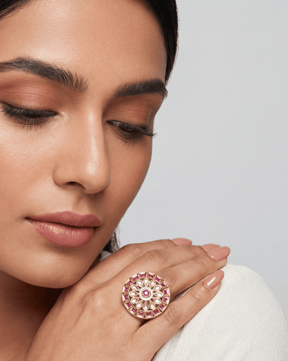 Nita Premium Moissanite Kundan Fingering (Adjustable)