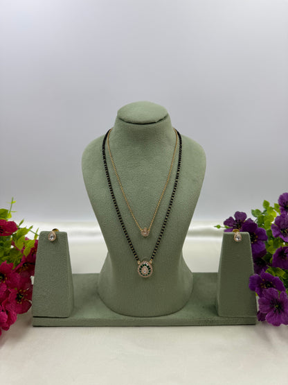 Elegant Round Pendant Black Beaded Mangalsutra