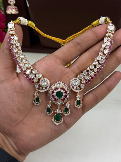 Shivani Premium Mossanite Necklace Set