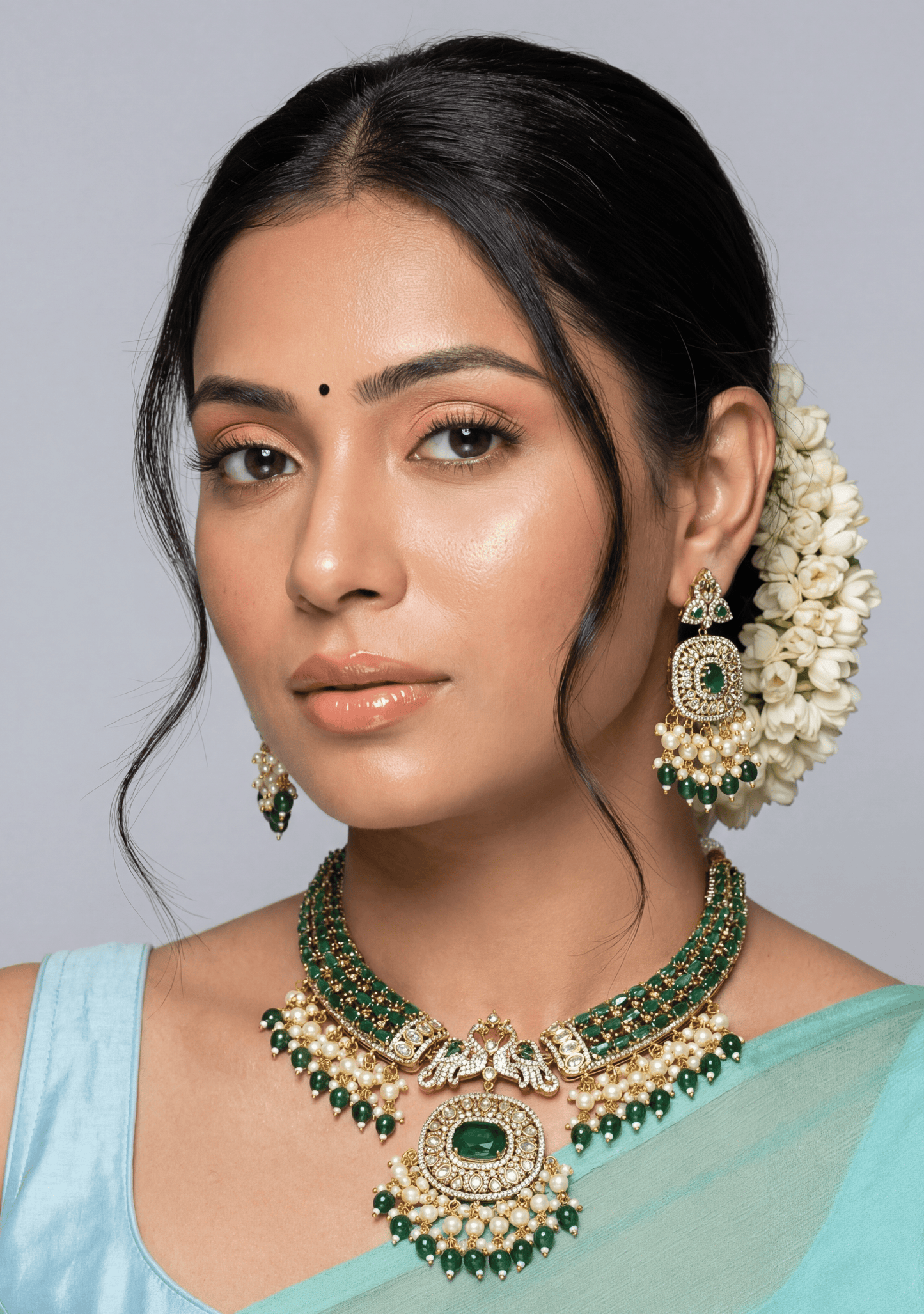 Kene Victorian Hasli Necklace Set - Green