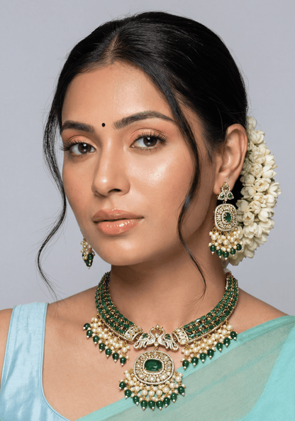 Kene Victorian Hasli Necklace Set - Green
