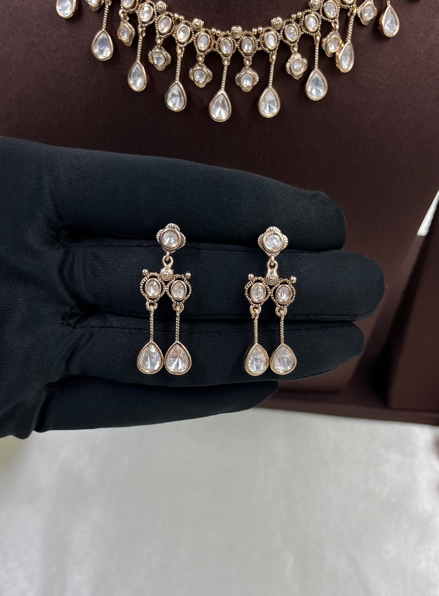 Siya Dangling Moissanite Kundan Necklace