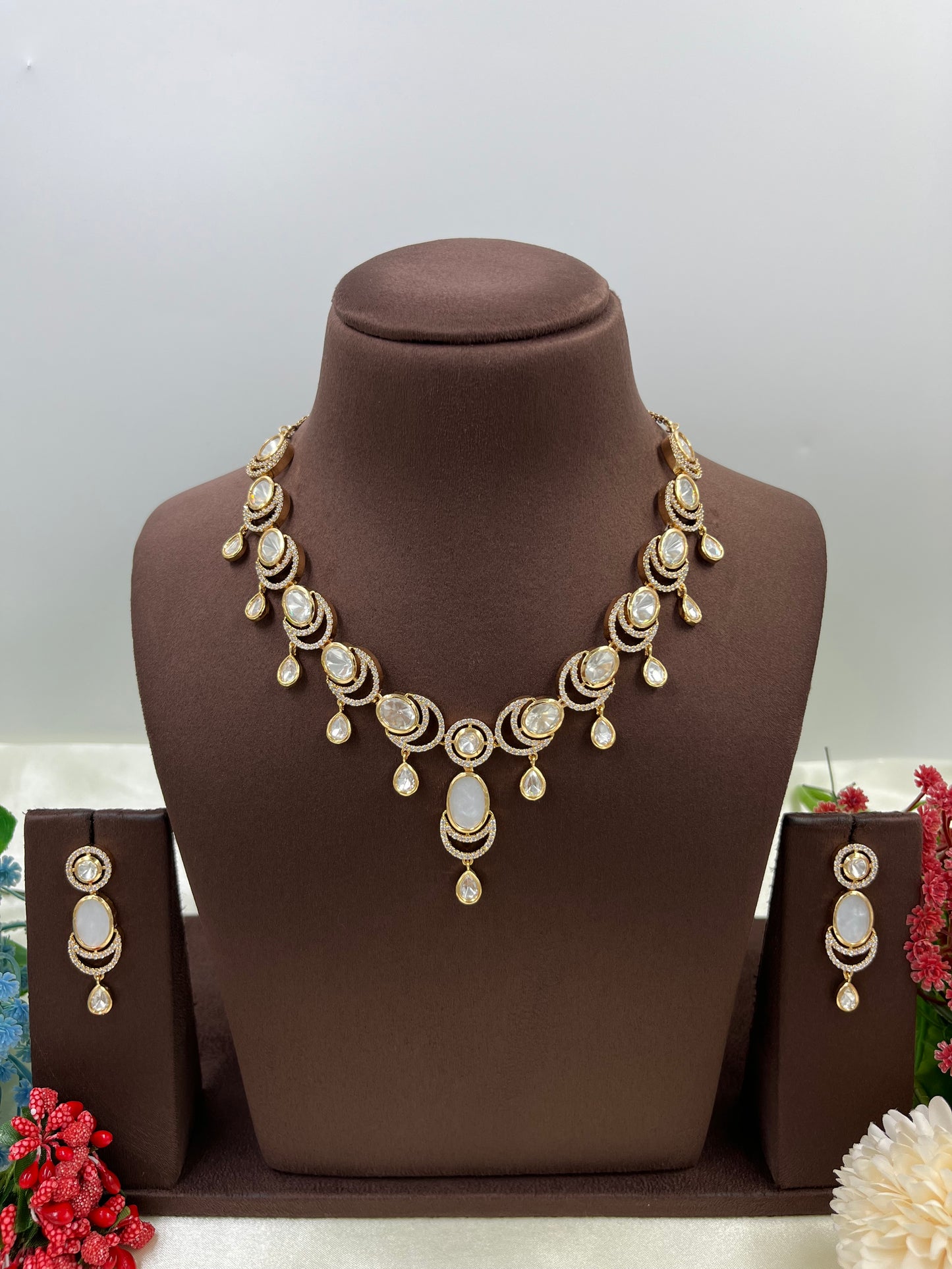 Kaushalya Premium Moissanite Kundan Necklace