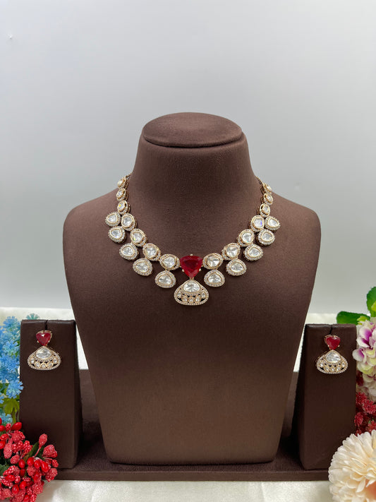 Rama Moissanite Kundan Delicate Necklace