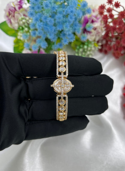 Radiante Moissanite Kundan Bracelet (Openable)