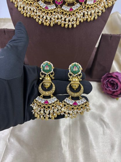 Heritage Pachi Antique gold Semi Bridal Necklace.