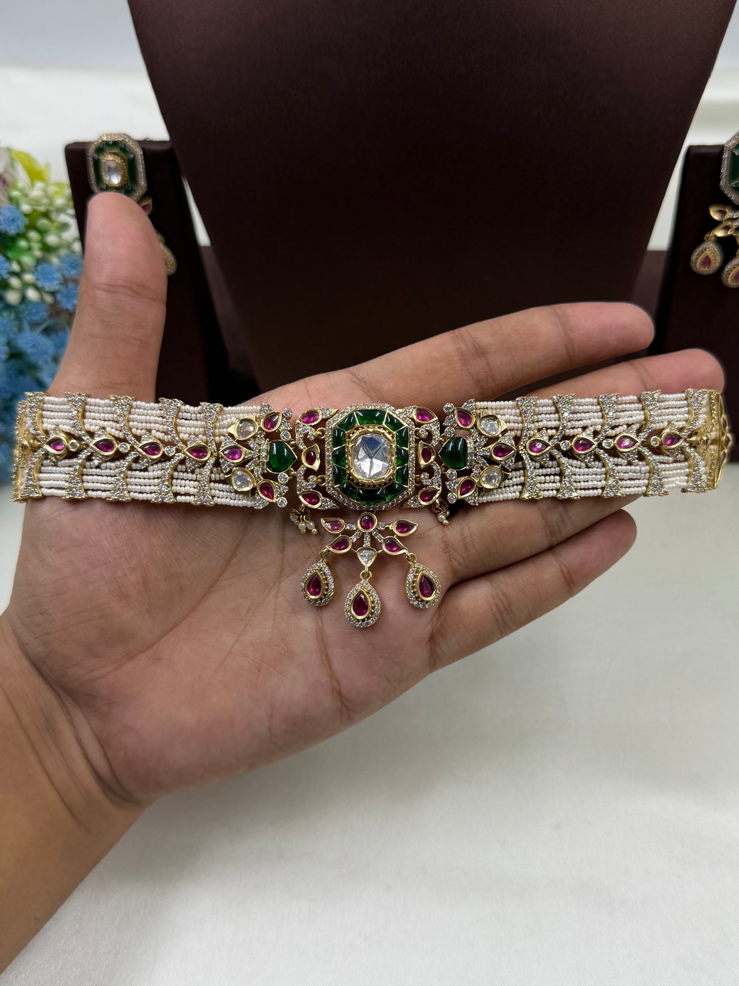 Sharvari Premium Moissanite Choker Set