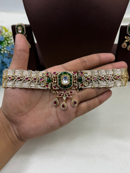 Sharvari Premium Moissanite Choker Set