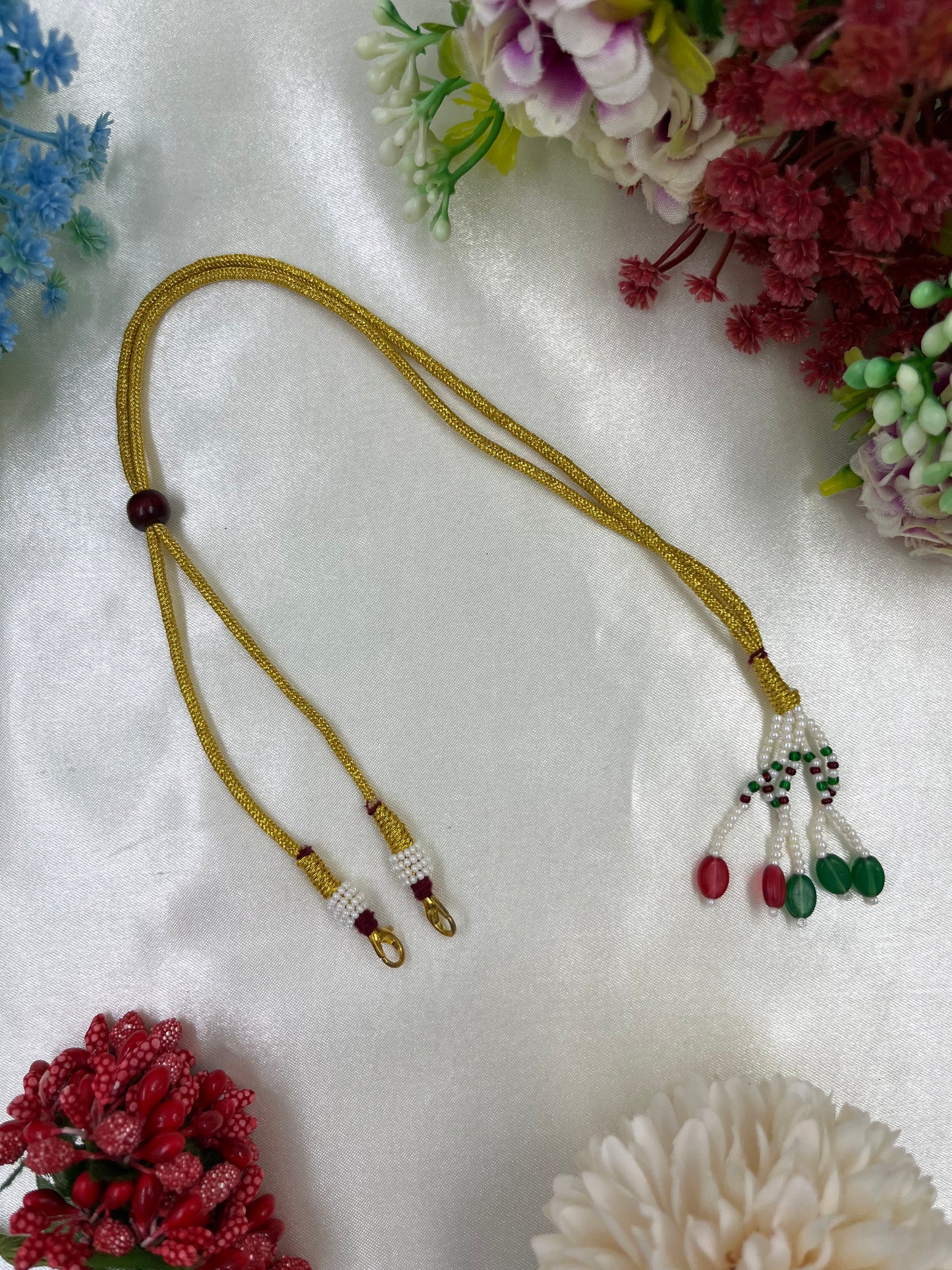 Golden Single Moti Necklace Dori