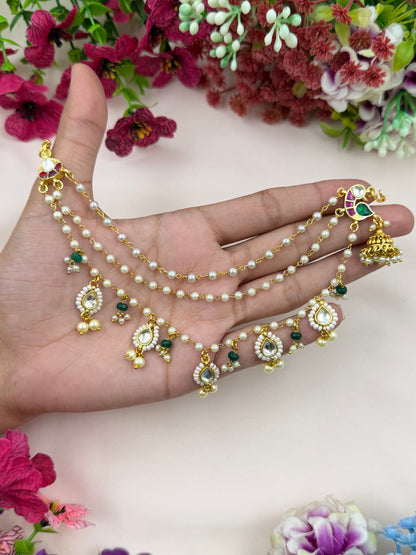 Swati Pachi Kundan Ear Chain